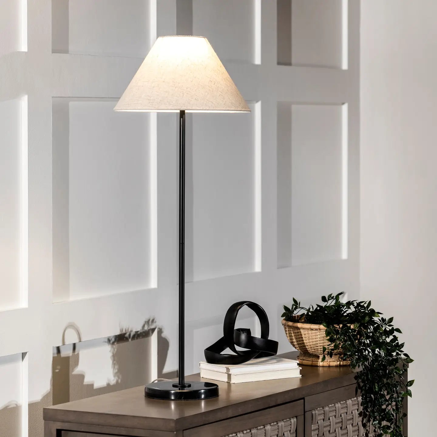 38-inch Marble/Iron Torchiere Table Lamp