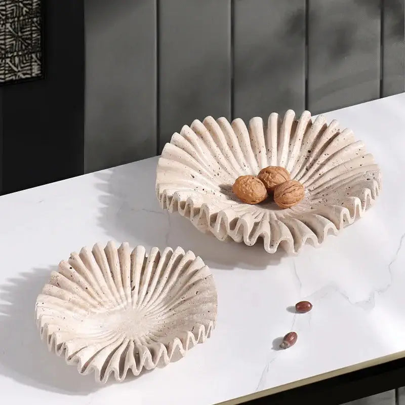 Scalloped Travertine Centerpiece