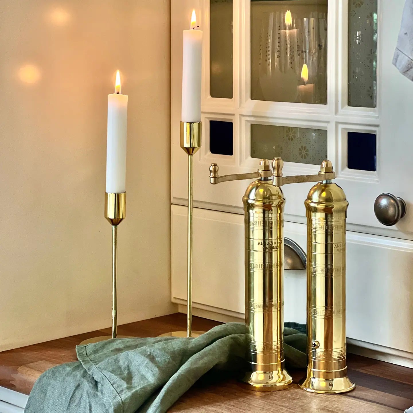 The Original Brass Mill Salt and Pepper Set