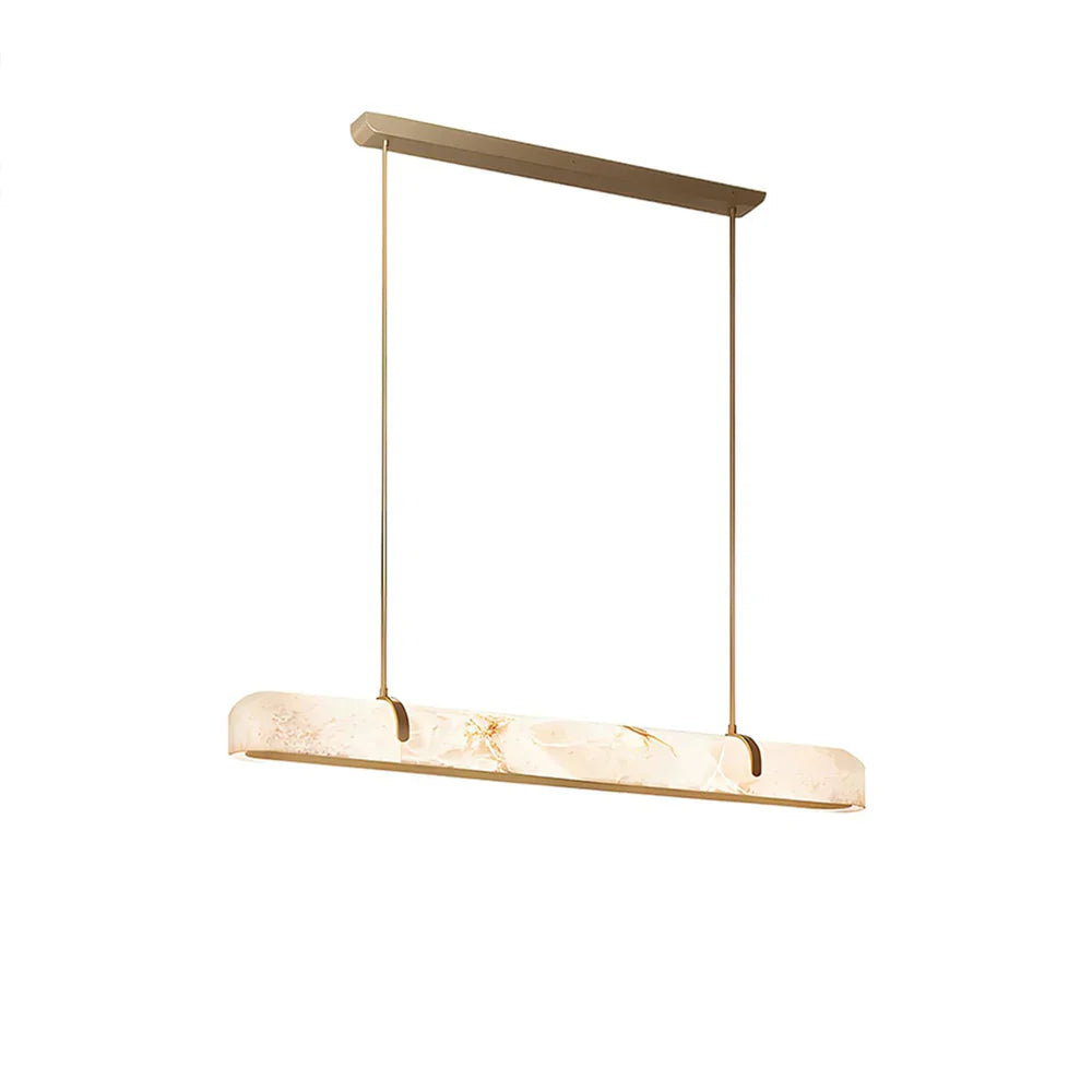 Alabaster Linear Brass Chandelier