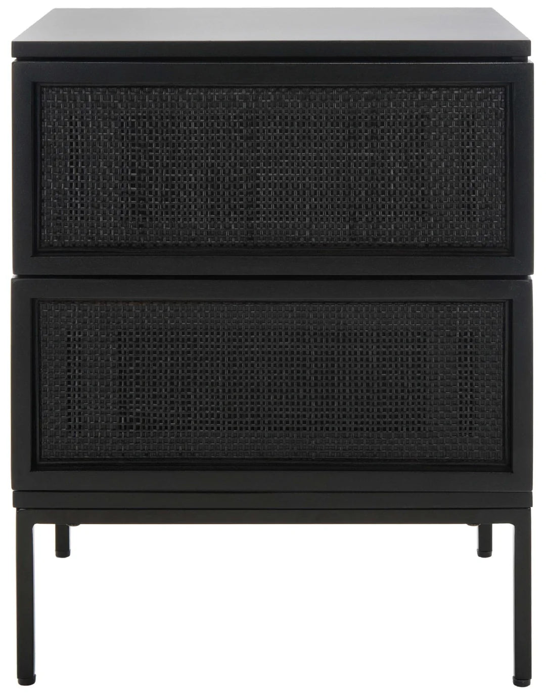 Zadie 2 Drawer Rattan Nightstand - Black
