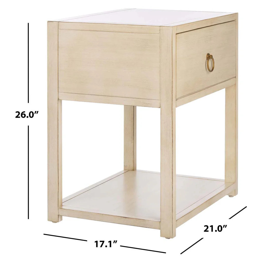 Yudi 1 Drawer 1 Shelf Nightstand-Antique White