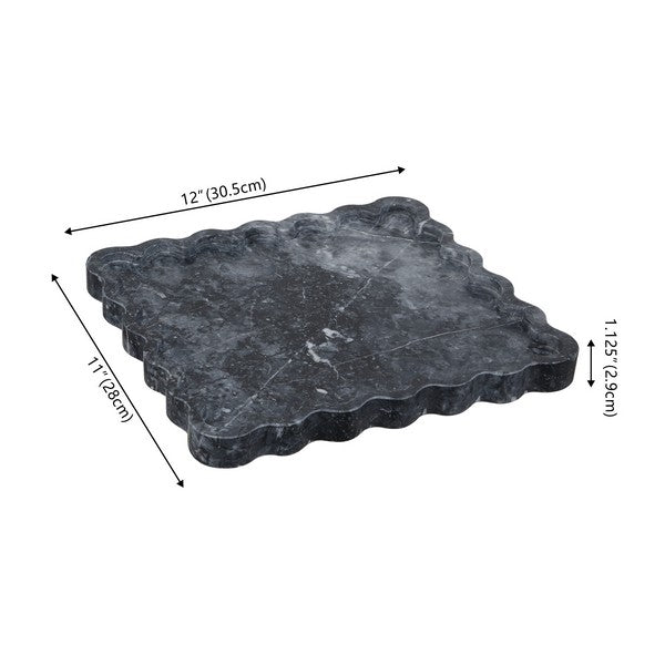 Ava Scalloped Marble Tray