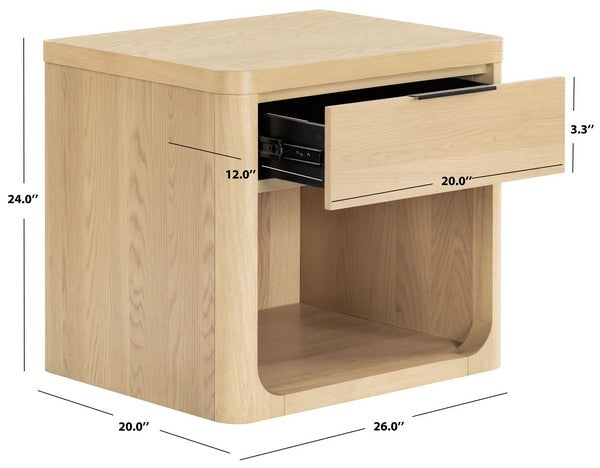 Raylie 1 Drawer Wood Nightstand
