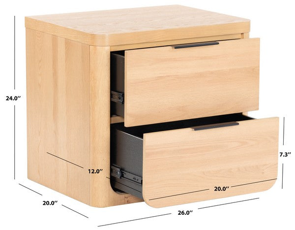 Raylie 2 Drawer Wood Nightstand