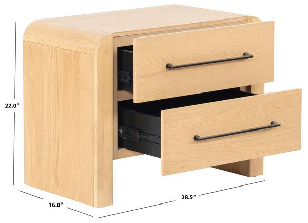 Katrina Wood 2 Drawer Nightstand