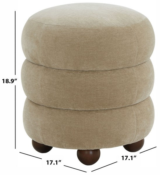 Cecelia Round Channel Tufted Ottoman