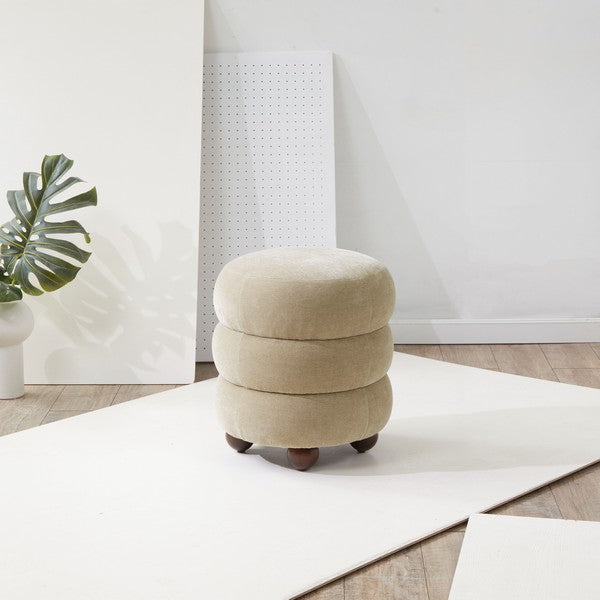 Cecelia Round Channel Tufted Ottoman