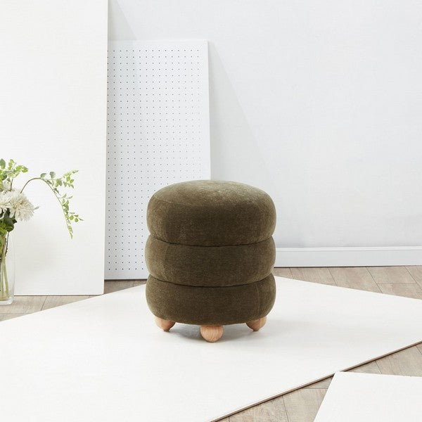 Cecelia Round Channel Tufted Ottoman