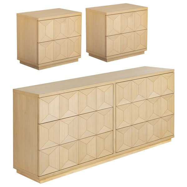 Deziree Wood 2 Drawer Nightstand
