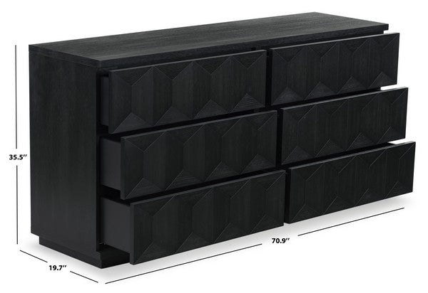Deziree Wood 6 Drawer Dresser