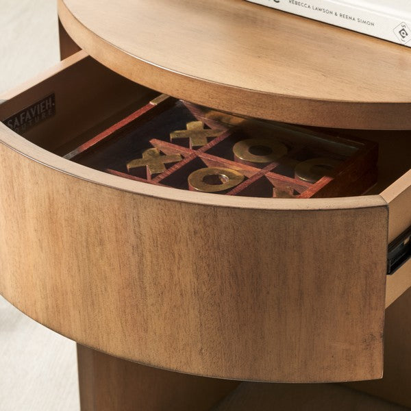 Daiya Round 1 Drawer Wood Nightstand