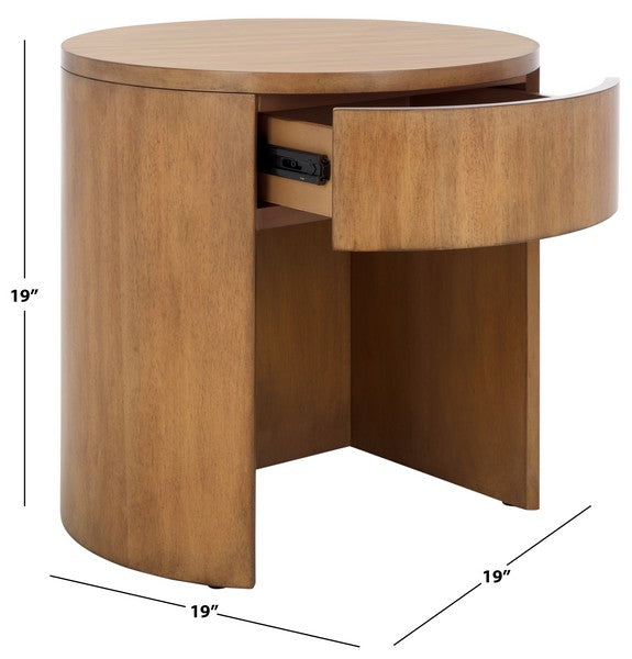 Daiya Round 1 Drawer Wood Nightstand