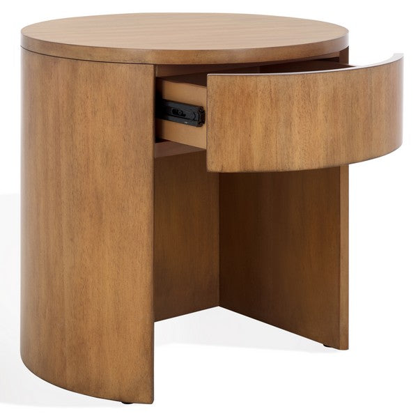 Daiya Round 1 Drawer Wood Nightstand
