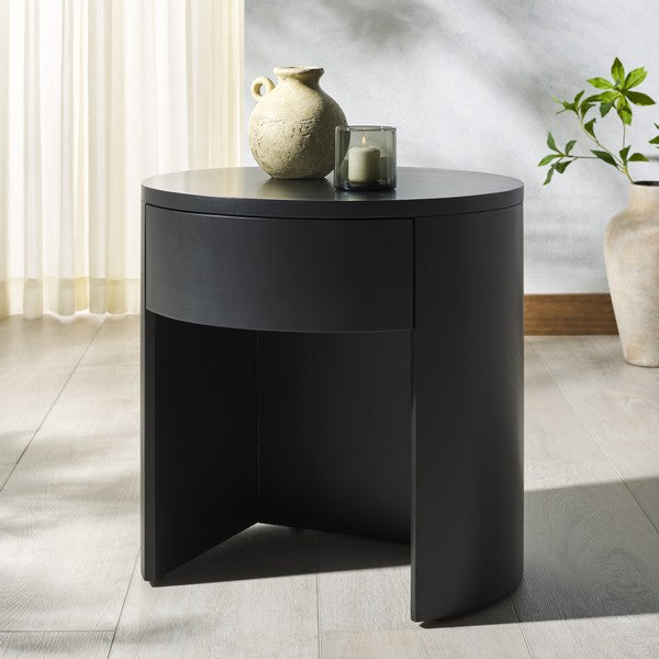 Daiya Round 1 Drawer Wood Nightstand