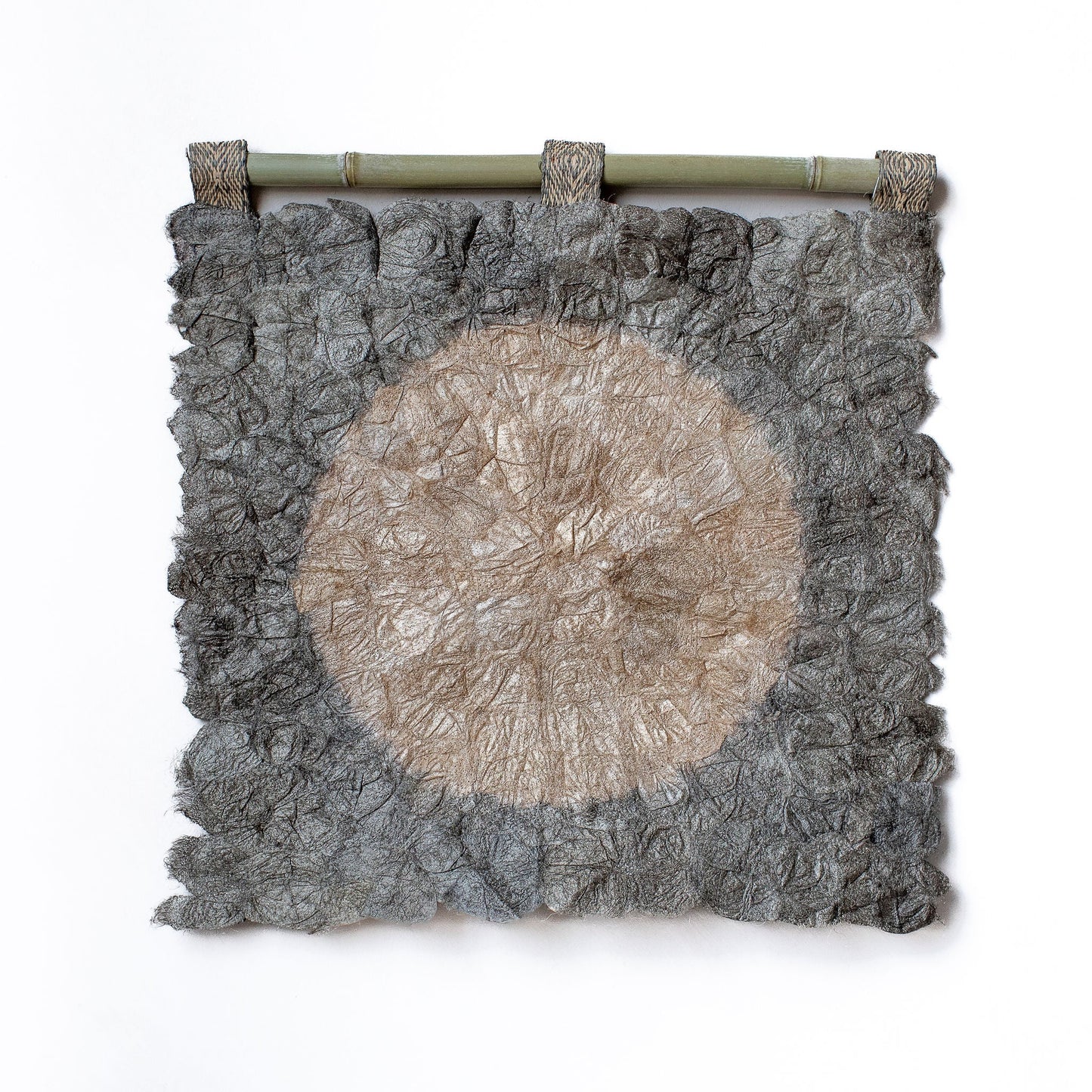 Plant Dyed Makira Moon Wild Silk Wall Hanging - Sage Grey