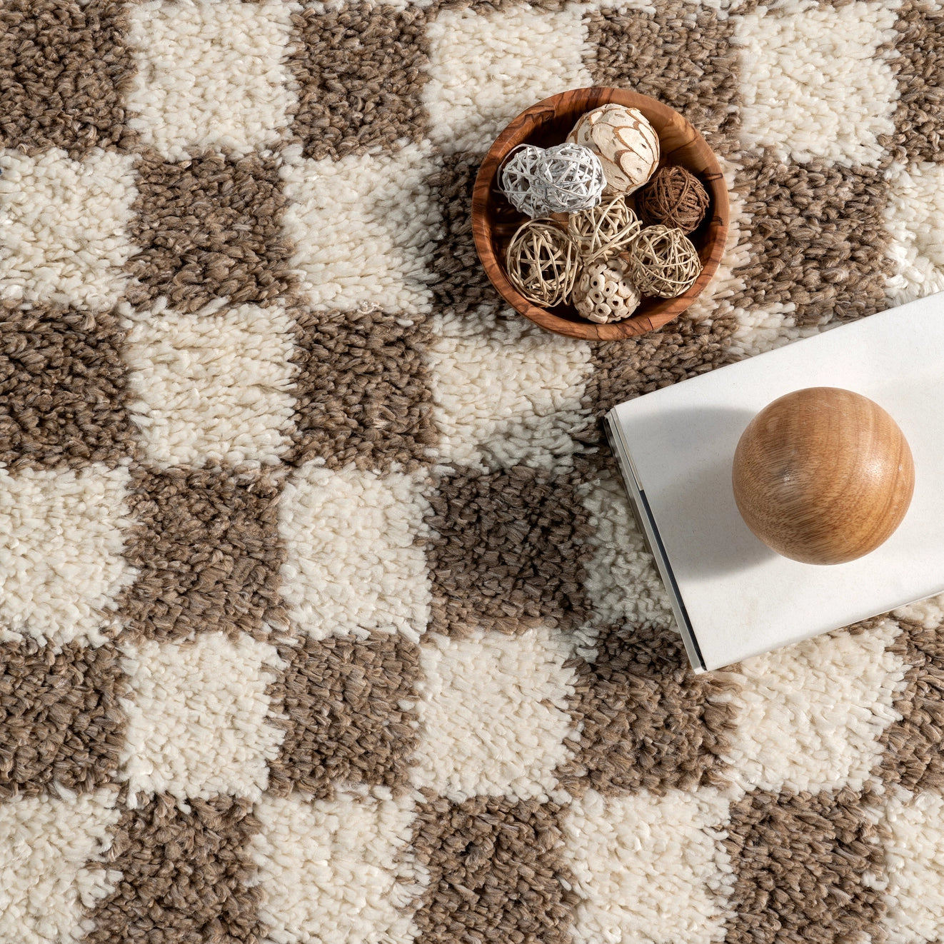 Adelaide Mid-Century Checkered Shag Area Rug