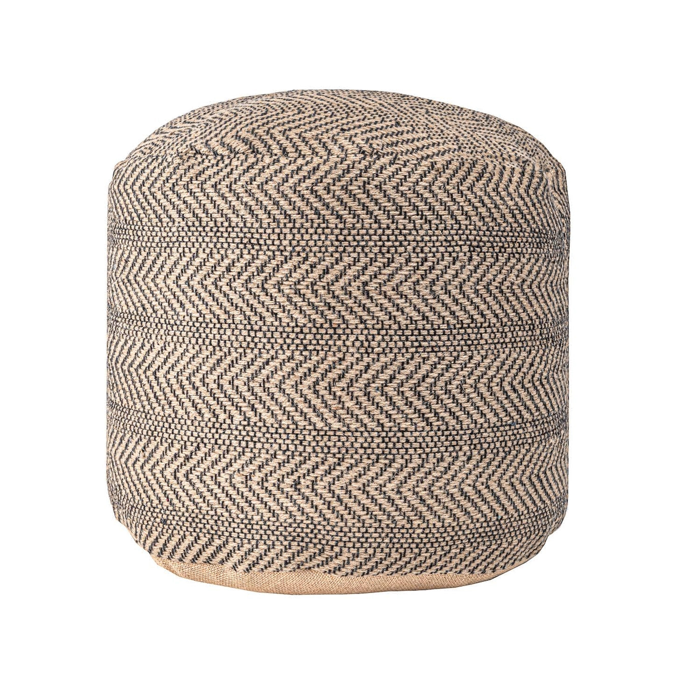 Exeter Chevron Braided Jute Filled Ottoman Pouf
