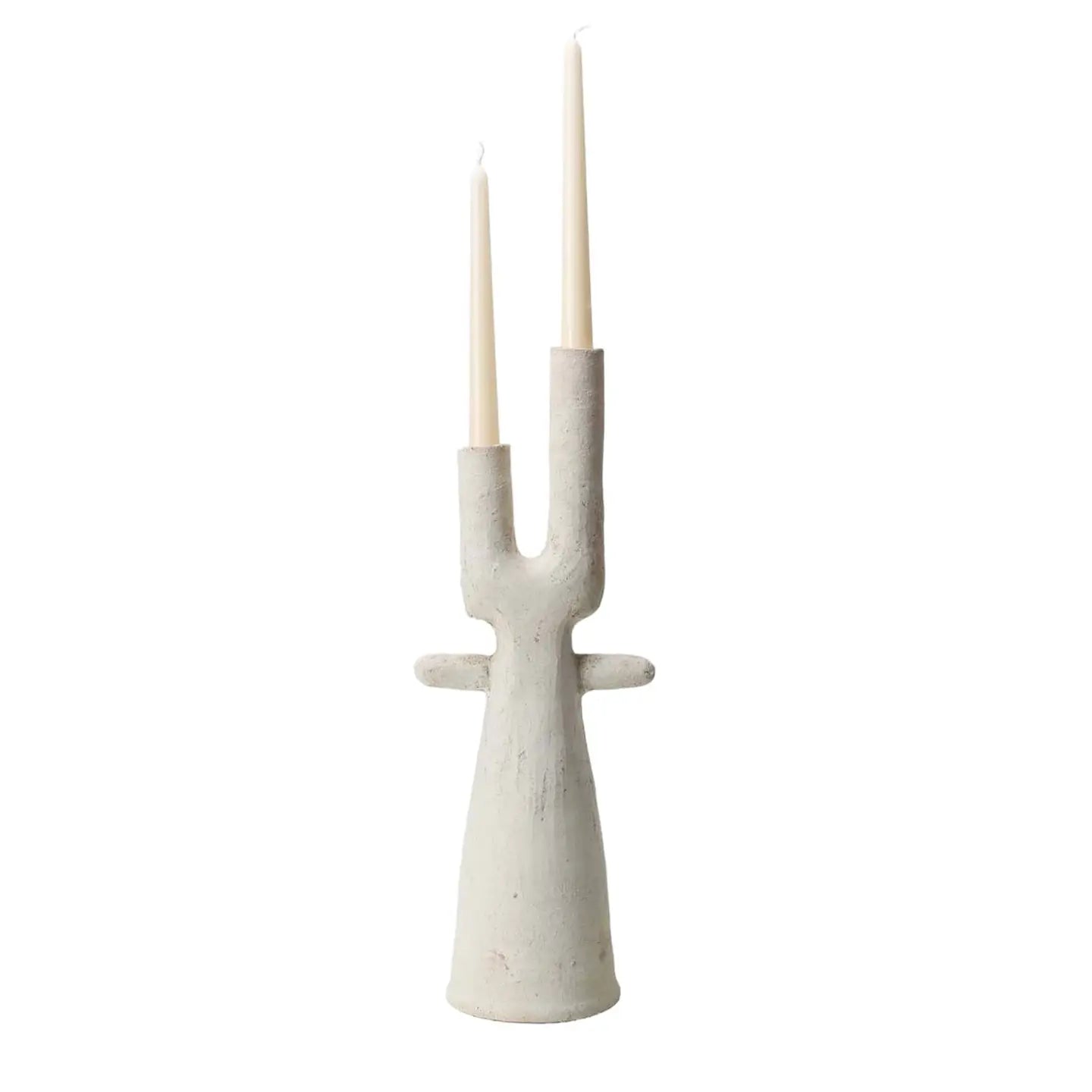 Handpicked Duo of Moroccan Unglazed Tamegroute Abstract Sculptures- Candlestick Holders