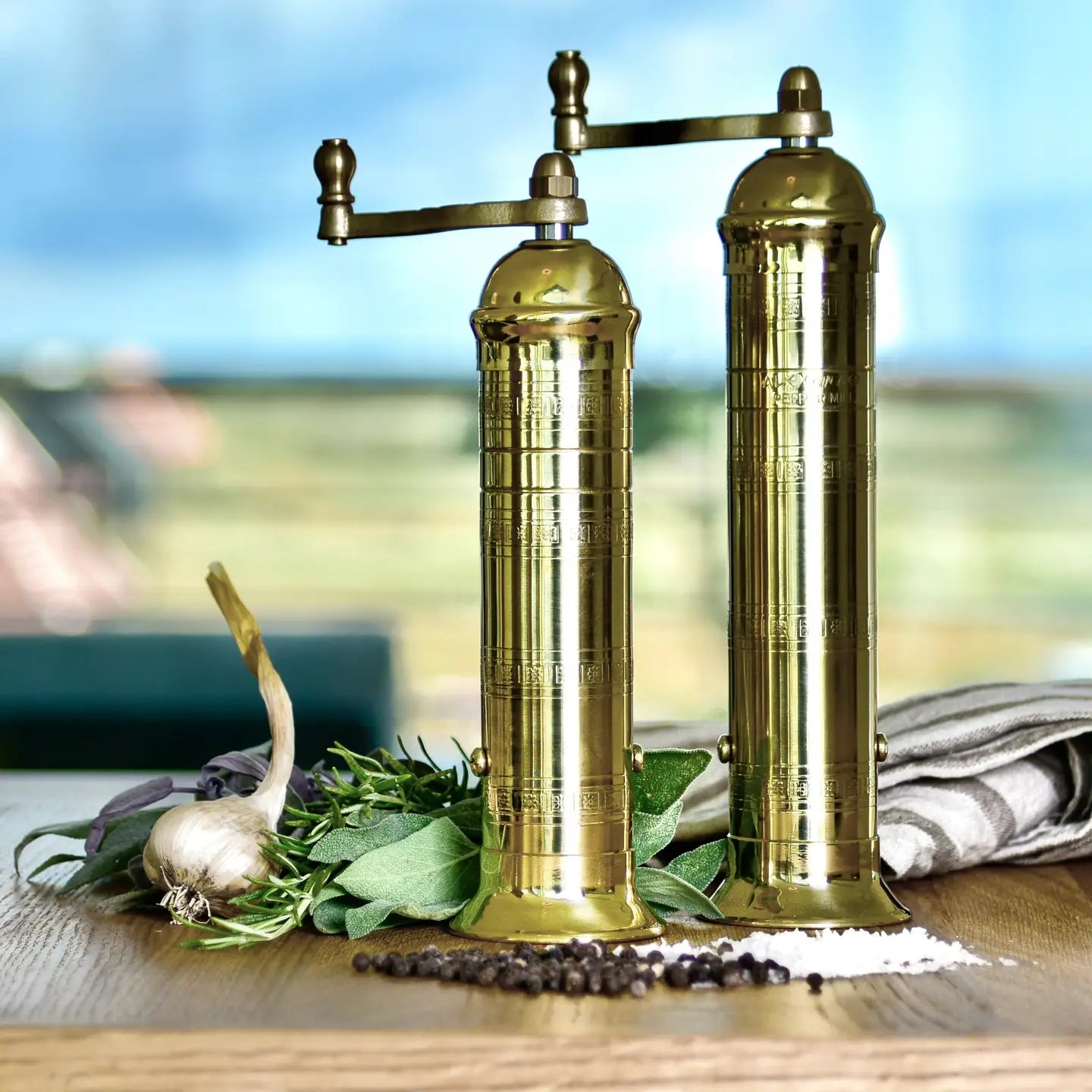 The Original Brass Mill Salt and Pepper Set
