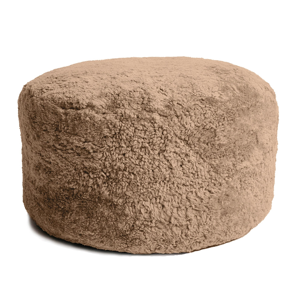 Shorn Curly Sheepskin Ottoman Large- Gold