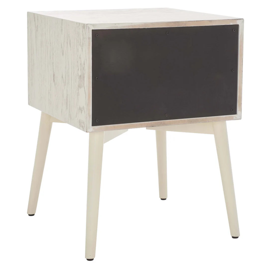 Scully 2 Drawer Nightstand - White Wash /Gold