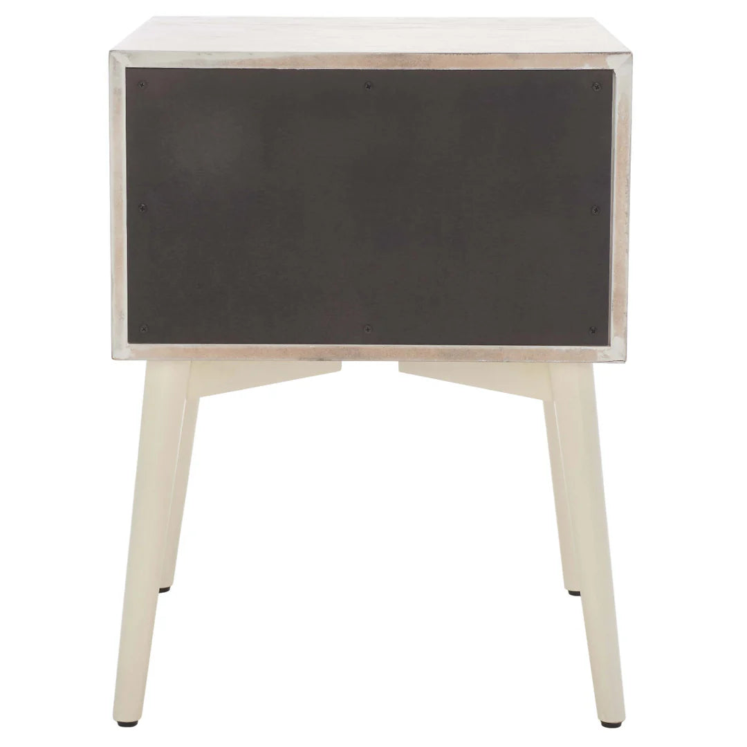 Scully 2 Drawer Nightstand - White Wash /Gold