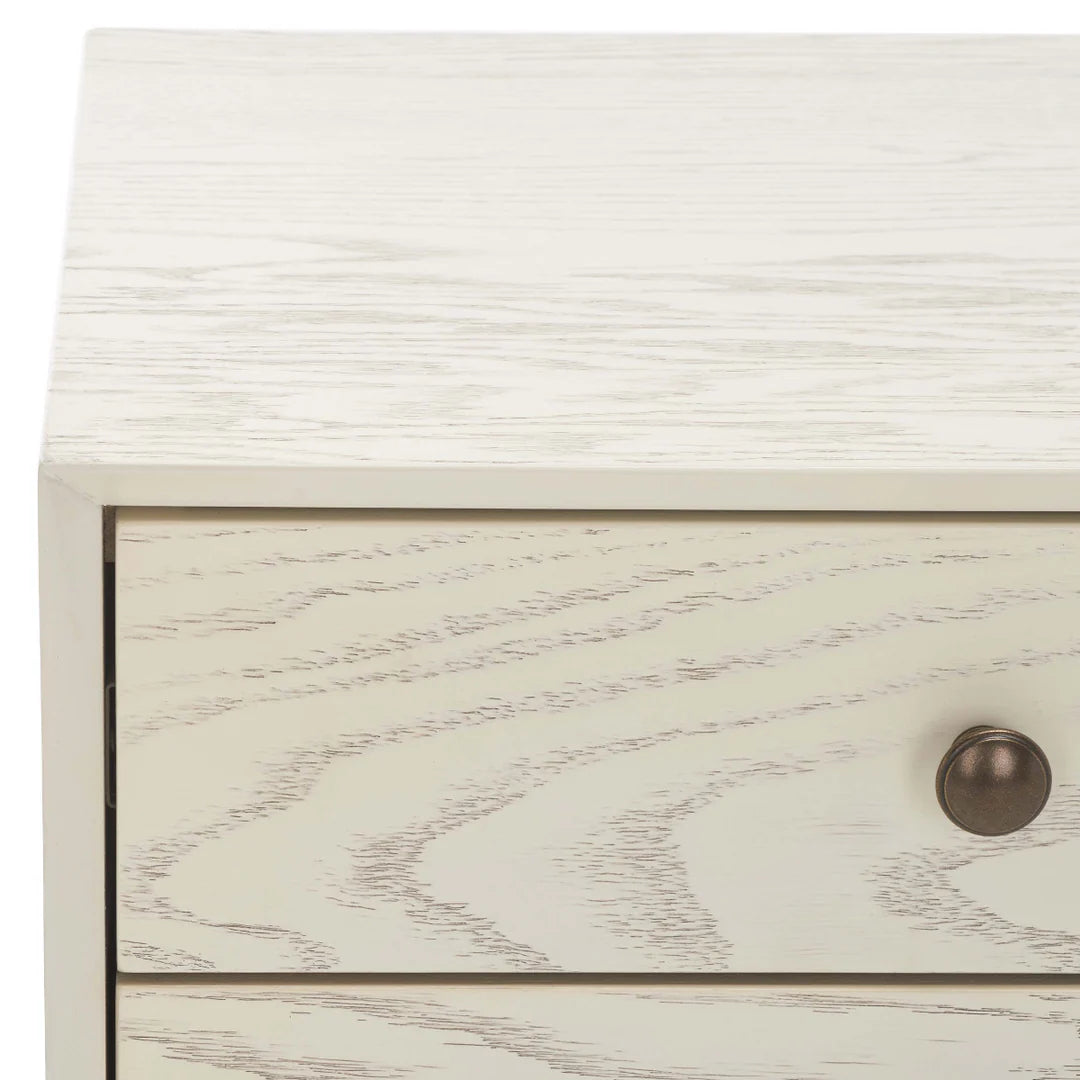 Scully 2 Drawer Nightstand - White Wash /Gold