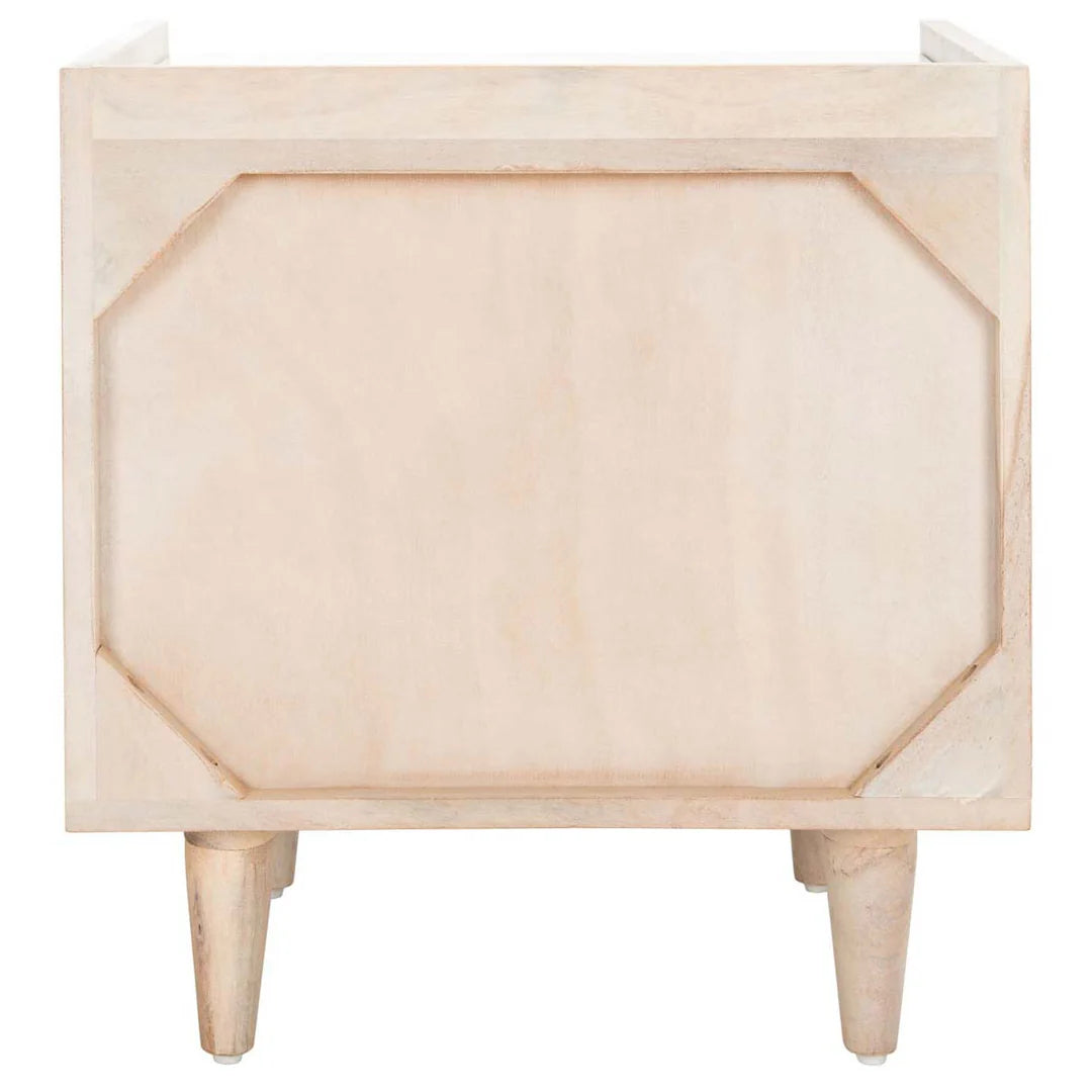 Tahseen Parquet Nightstand - White Washed / Brass