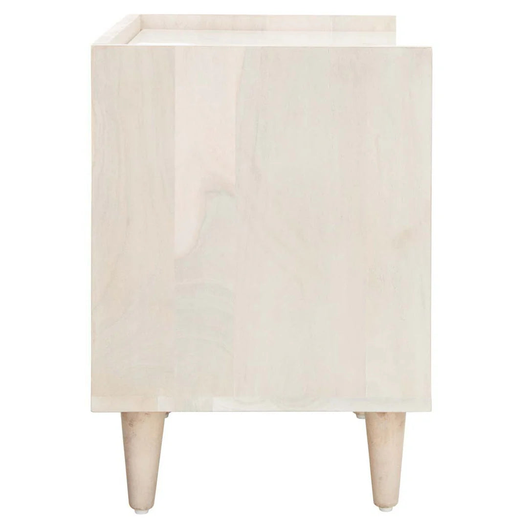 Tahseen Parquet Nightstand - White Washed / Brass
