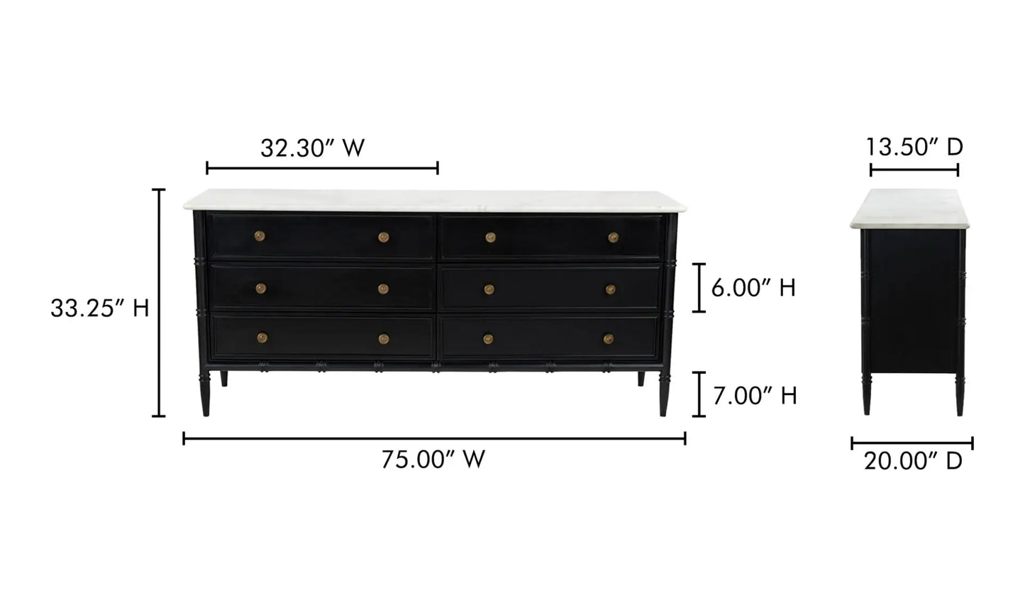 Eleanor 6 Drawer Dresser Black