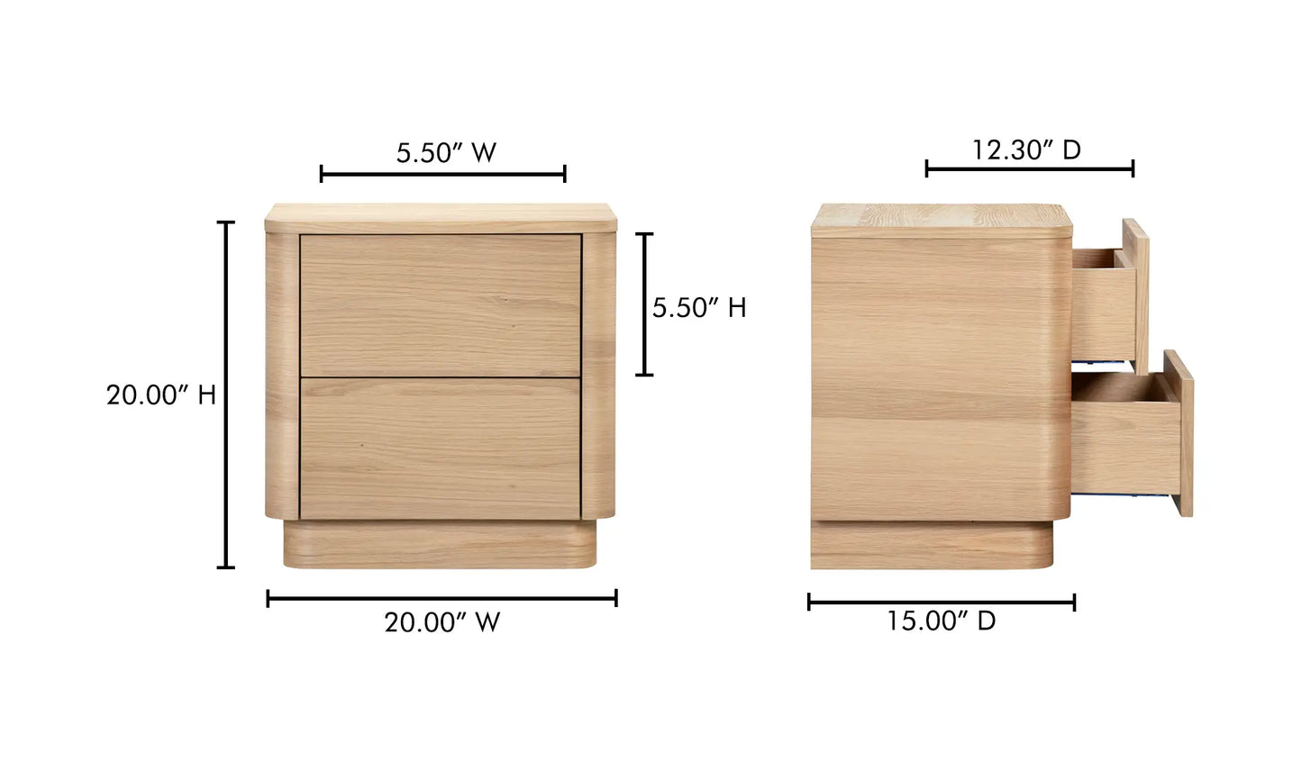 Round Off Tall Nightstand Natural Oak