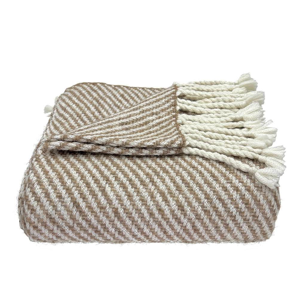 Chunky Camel Stripe Alpaca Throw Blanket