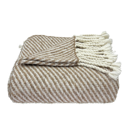 Chunky Camel Stripe Alpaca Throw Blanket