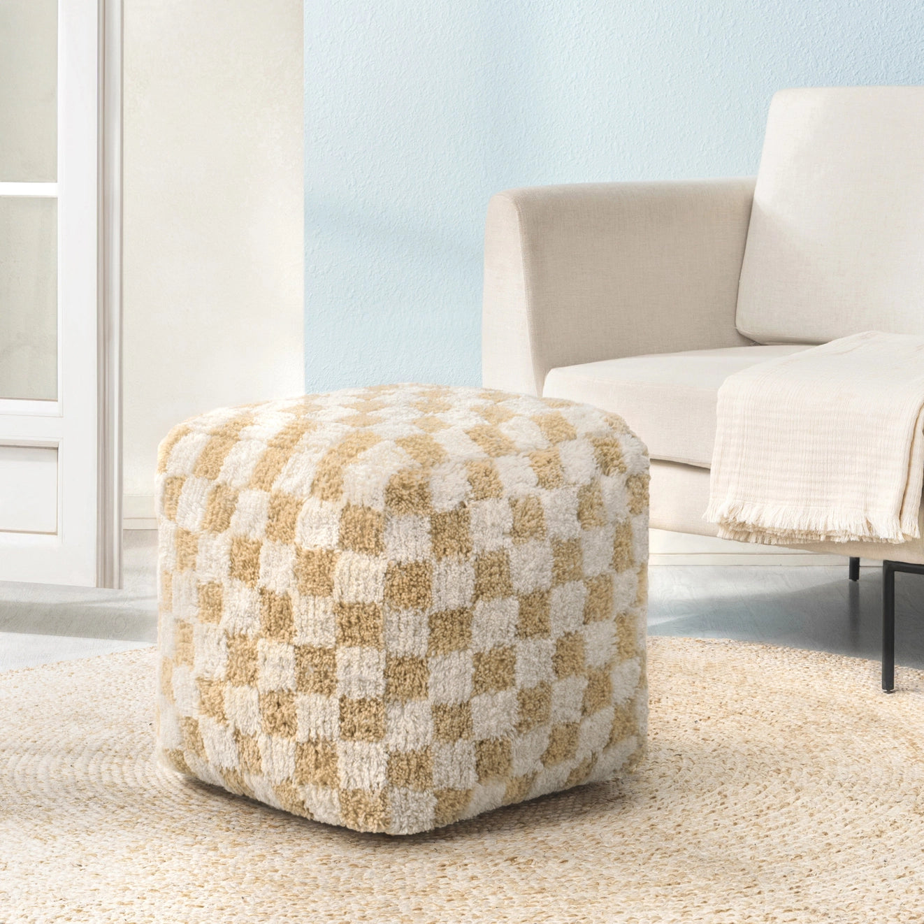 Tinsley Pouf - Beige Ivory