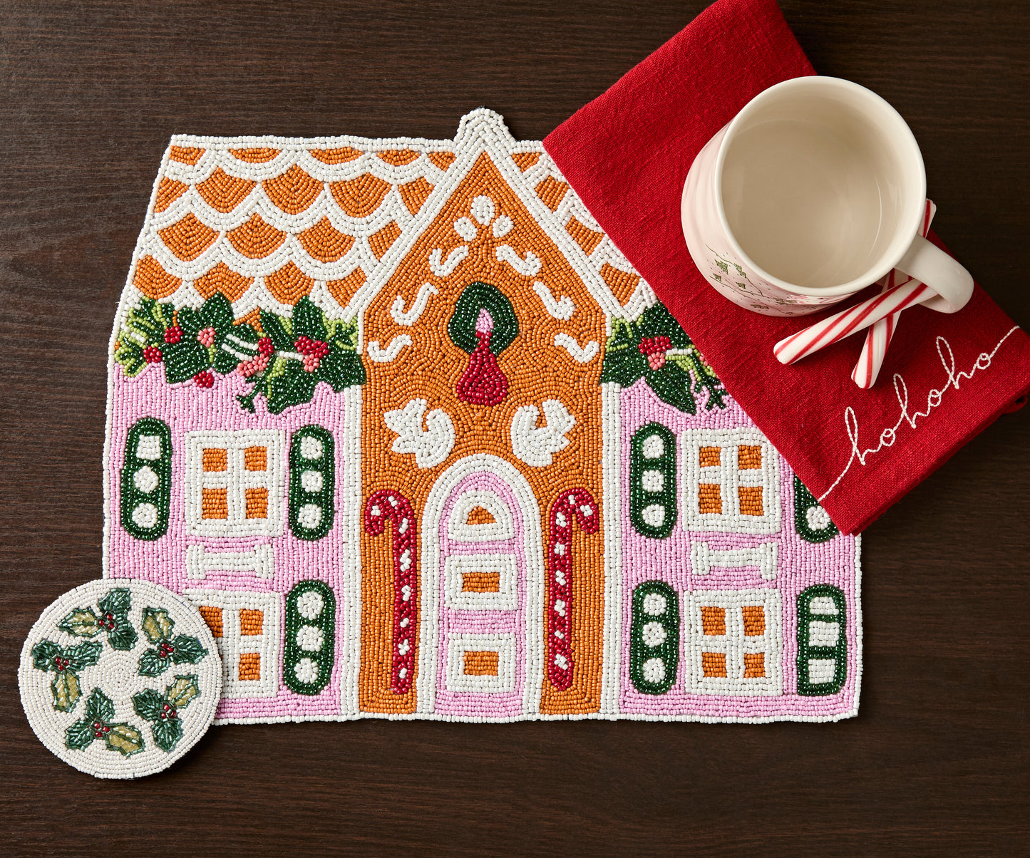 Gingerbread House Beaded Placemat