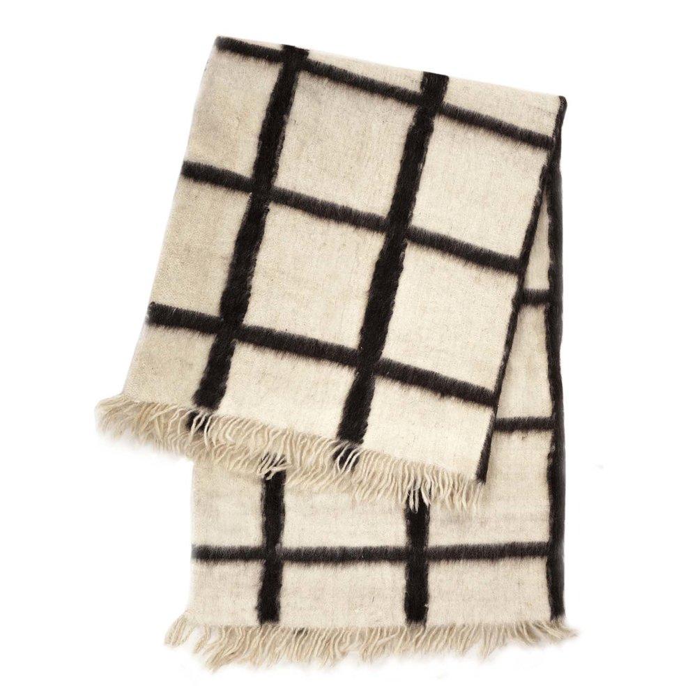 Momos Grid Blanket- Natural White & Black