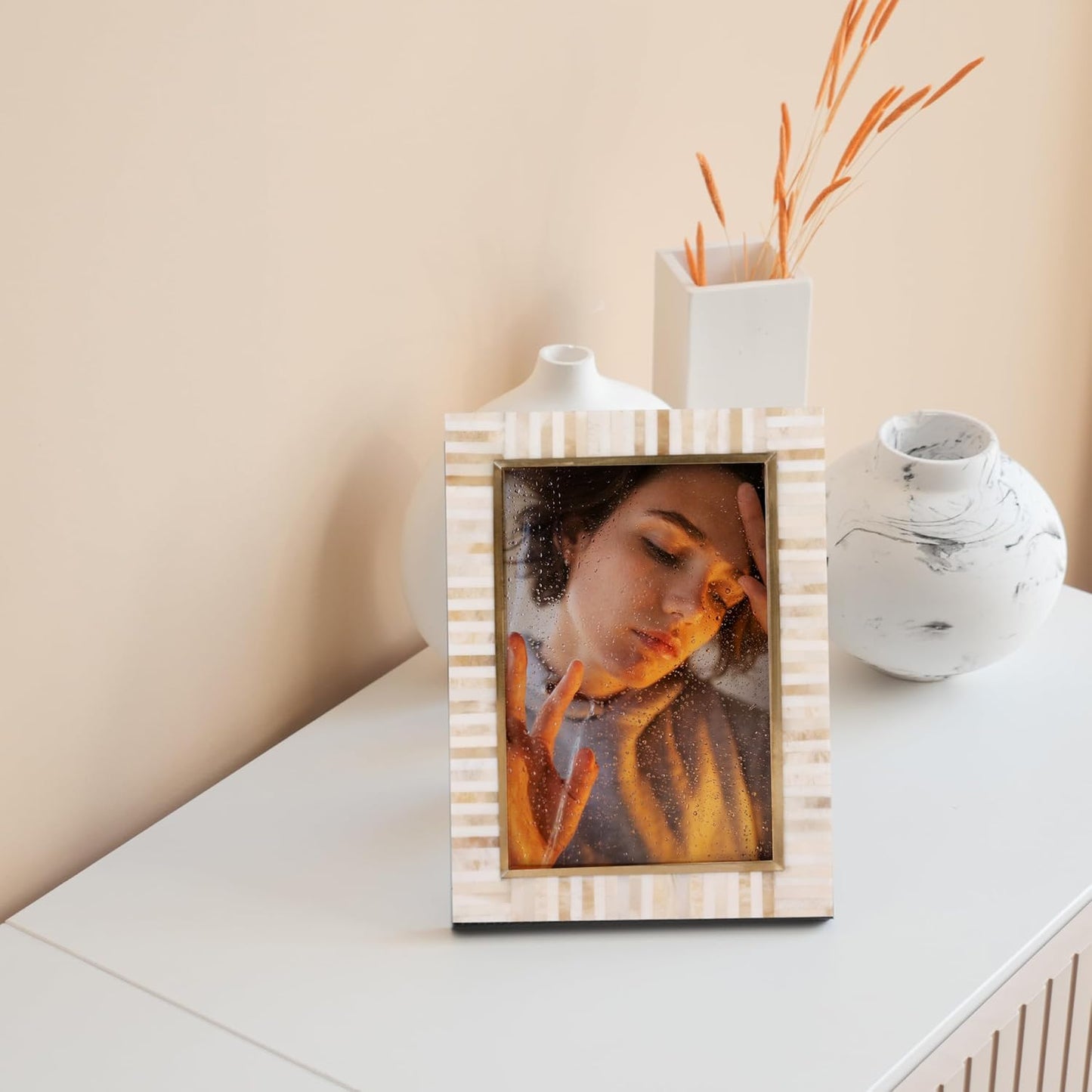 Picture Frames Halo Keys Pattern Bone Inlay White in 3 Sizes