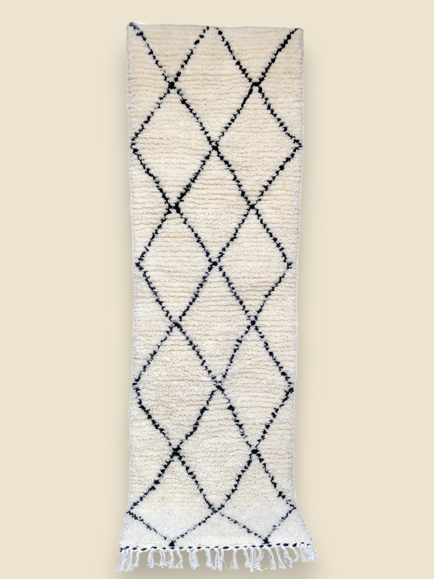 Aicha Moroccan Runner Rug – Black & White Wool