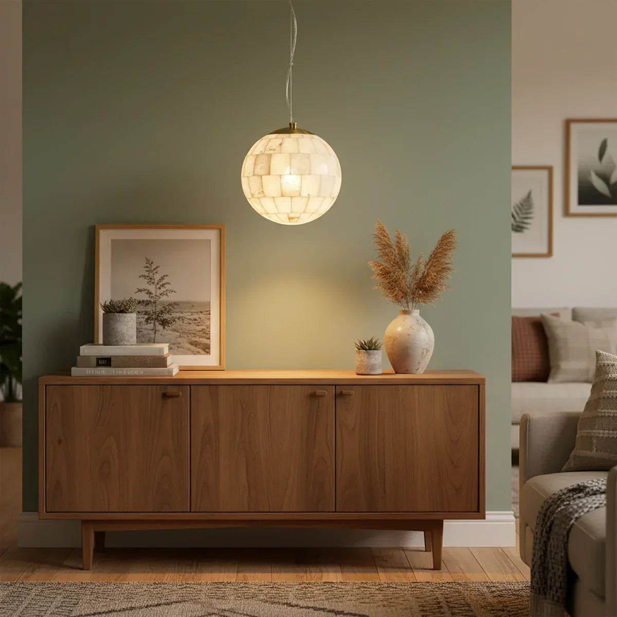 Alabaster Ball Pendant Light