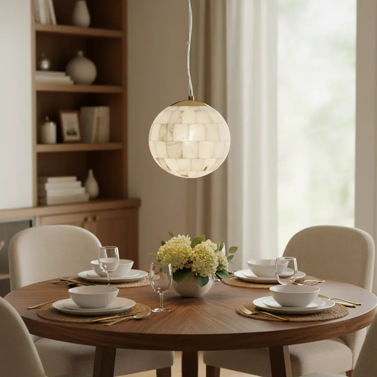 Alabaster Ball Pendant Light