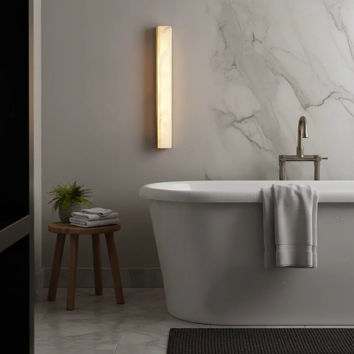 Alabaster Emerson Brass Wall Lamp