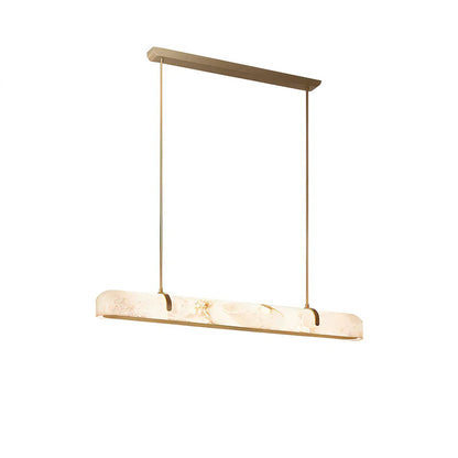 Alabaster Linear Brass Chandelier