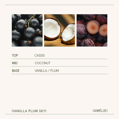 Amélie – Vanilla Plum Sky 3oz Candle