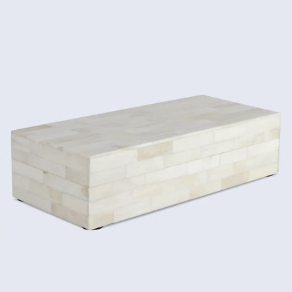 Plain Decorative Storage Box, Bone Inlay in 8 Sizes, White