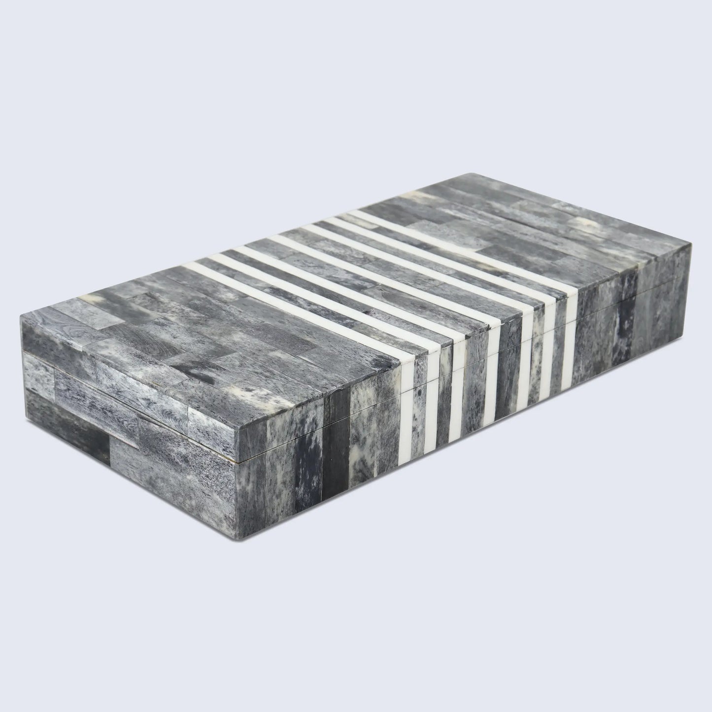 Patisserie Cafe Pattern Decorative Storage Box, Bone & Resin Inlay in 7 Sizes, Grey