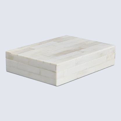 Plain Decorative Storage Box, Bone Inlay in 8 Sizes, White