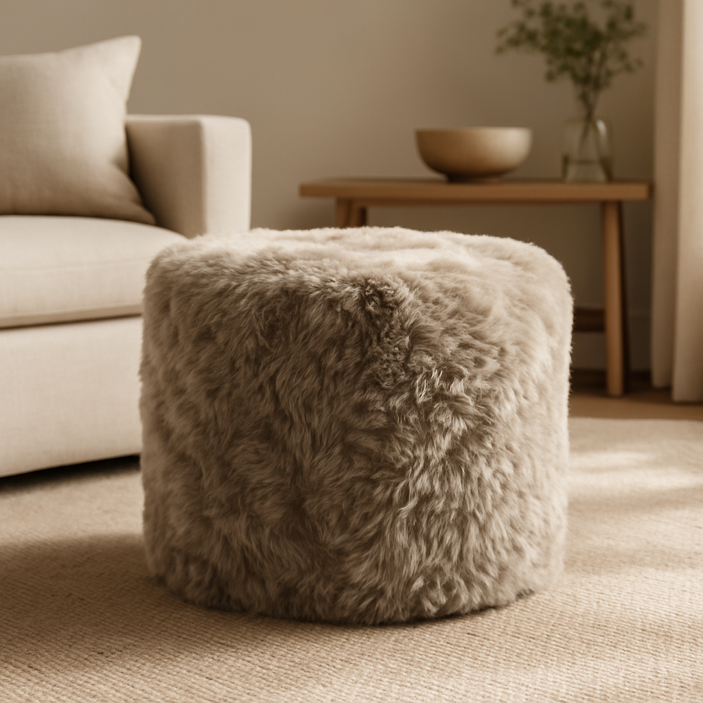 Icelandic Sheepskin Tuffet Beige