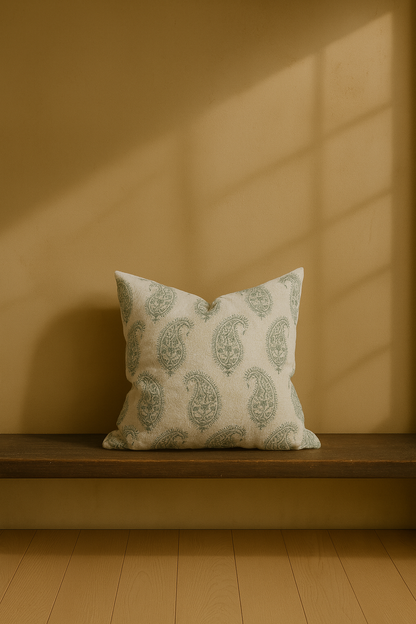 Paisley Pillow in Celadon