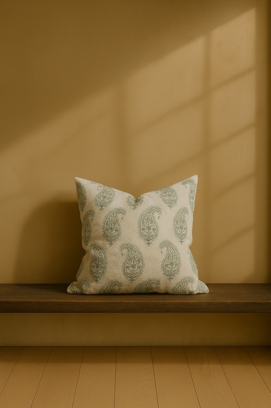 Paisley Pillow in Celadon